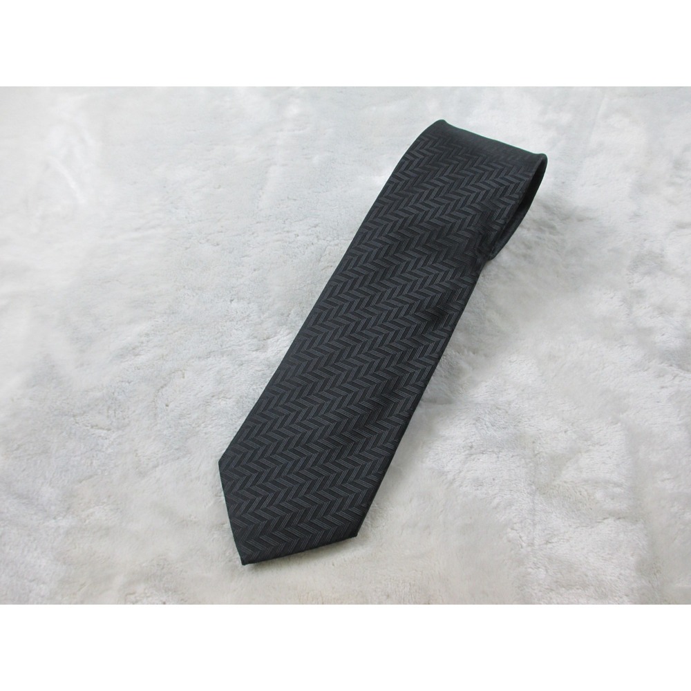 NEW ETON Neck Tie Mens Black Chevron Silk Made In Italy Casual 07